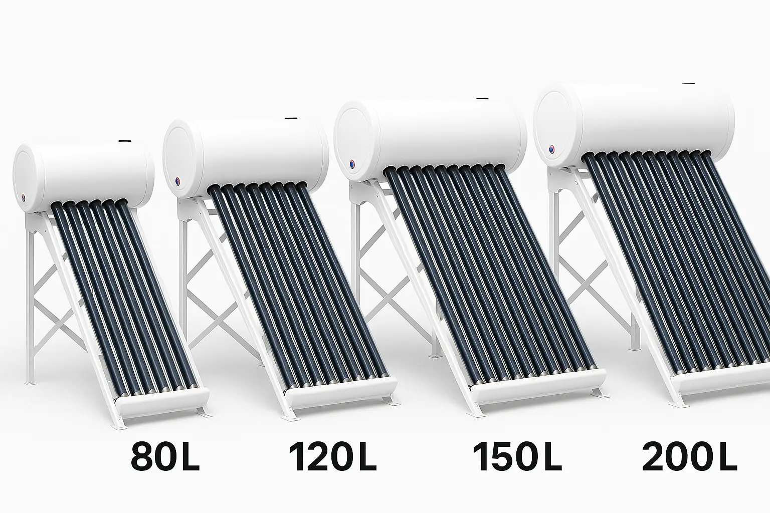 השוואת גדלי דודי שמש שונים