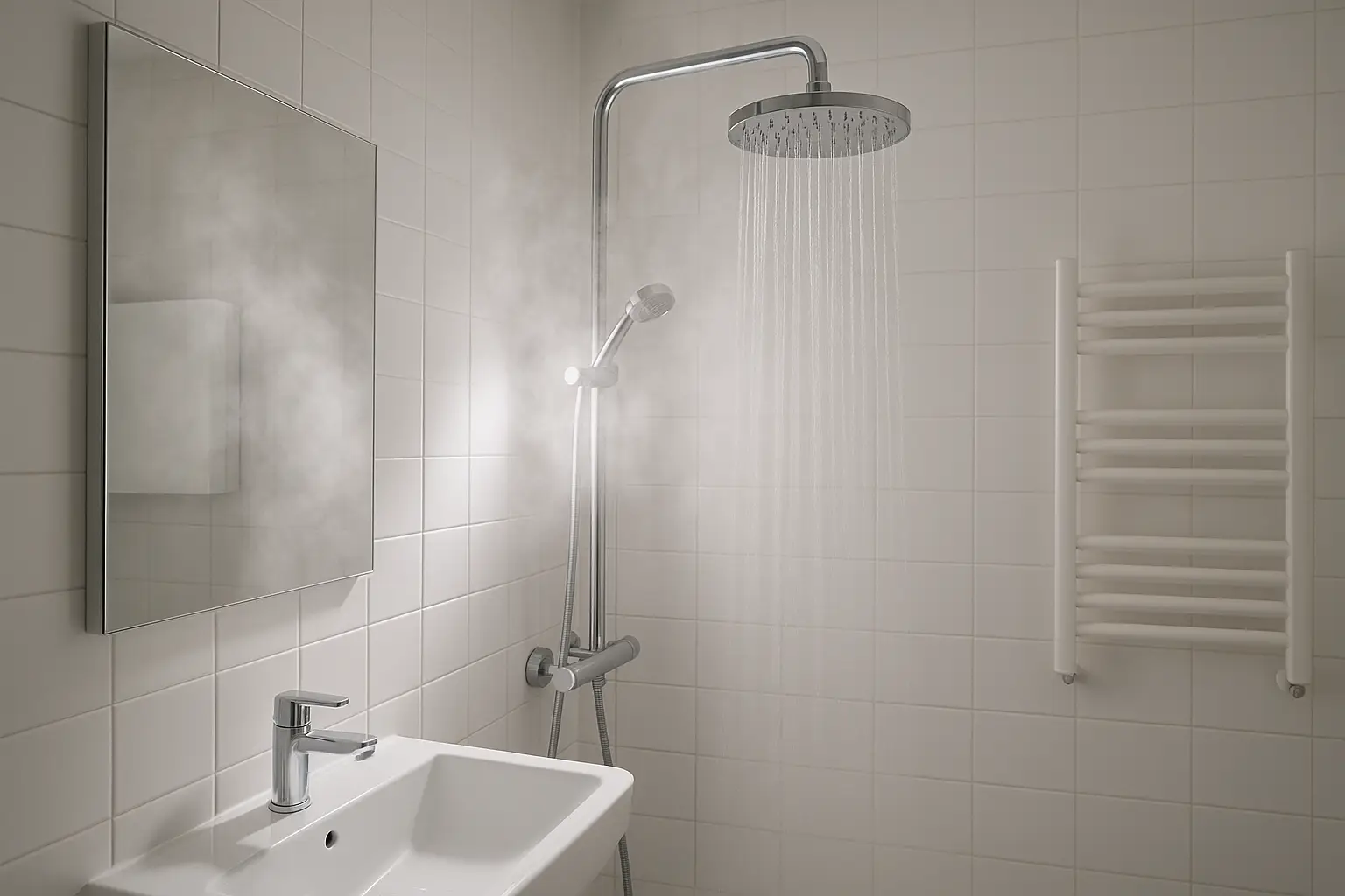 מים חמים זורמים מהמקלחת בזכות דוד שמש